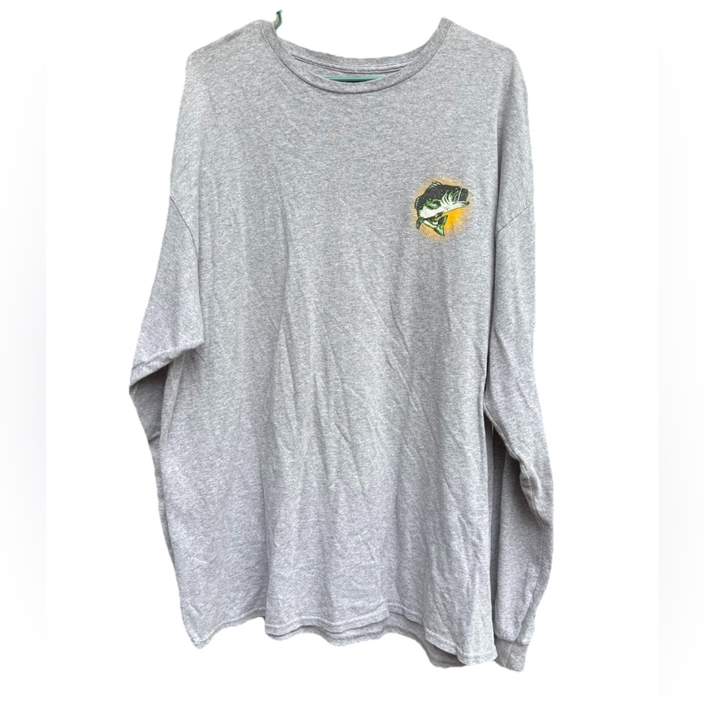 Ocean + Coast Mens Size 2XL Grey Long Sleeve Fishing Shirt Tee Shirt Bass